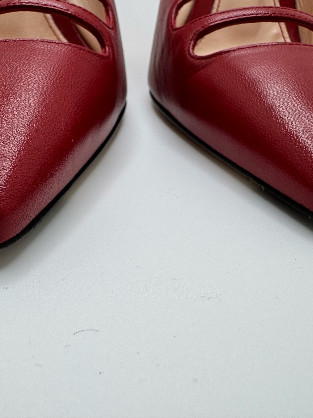 Gucci Malaga Kid Leather Double Strap Pumps Heels Red 39.5 - Picture 3 of 13